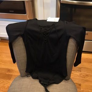 H&M Black Ribbed Lace Up Bodysuit (never wornNWT)